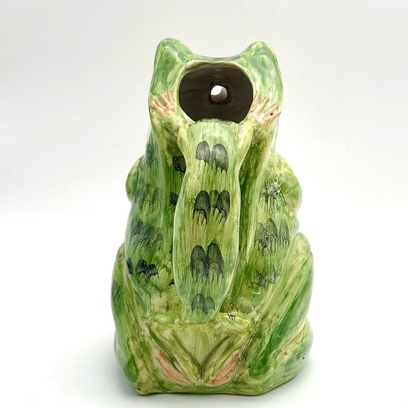 Majolica Frog Pitcher With Salamander Relief Handle Ceramica Del Cardello Italy - Picture 8 of 14